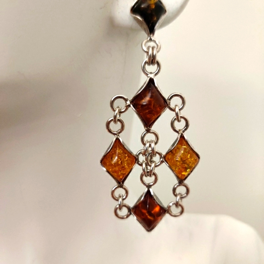 Baltic Amber Chandelier Earrings Sterling Silver